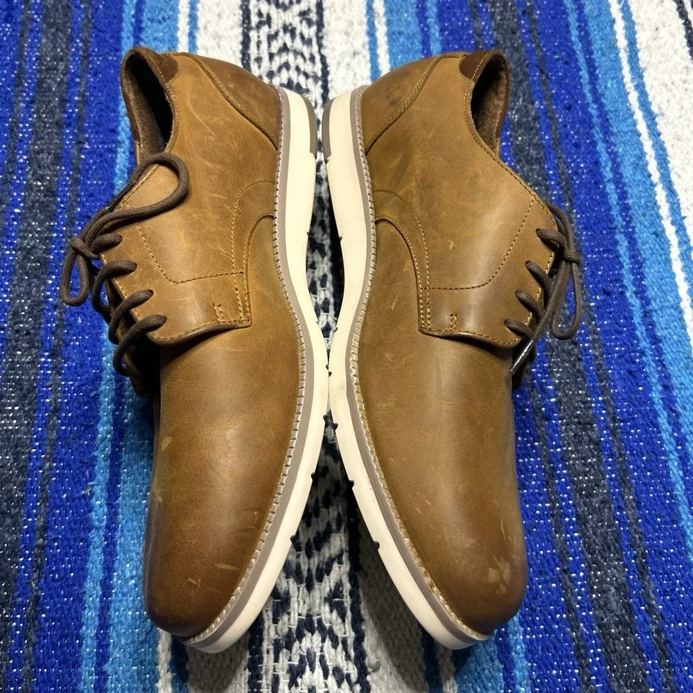 Franco Fortini Men's 10.5 Brown Leather Lace Up Dress Casual Shoes Oxford